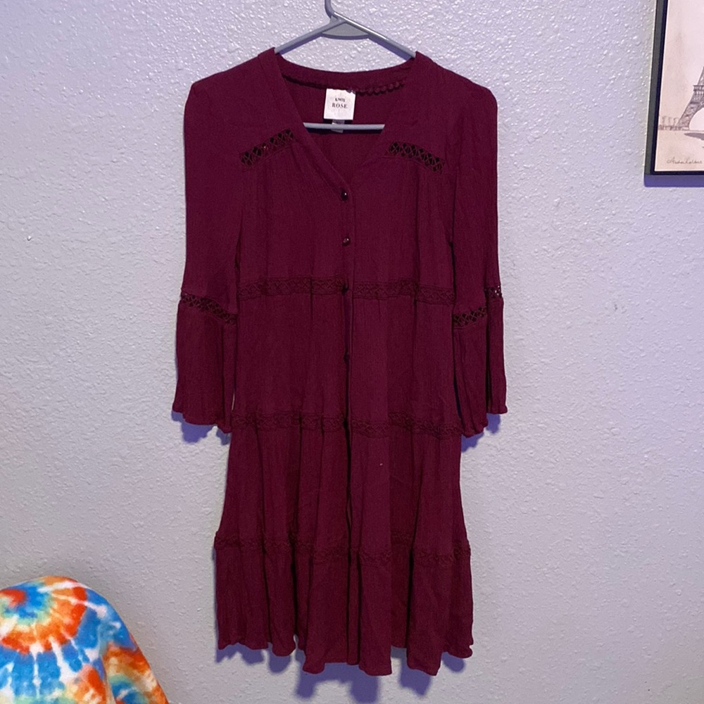 maroon button up dress